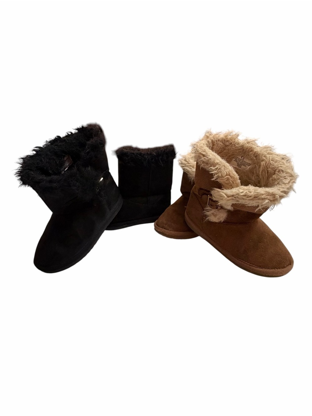 The Children's Place Black and Brown Faux Fur Lined Kids Boots
